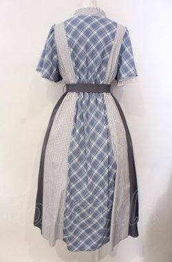 画像3: axes femme / チェック切替パッチワークワンピース F サックス O-25-07-28-022-AX-OP-OW-OS