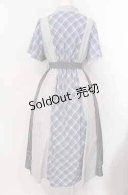 画像3: axes femme / チェック切替パッチワークワンピース F サックス O-25-07-28-022-AX-OP-OW-OS
