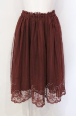 画像1: F&A / 裾刺繍チュールスカート  ワイン O-25-07-28-024-LO-SK-IG-ZT221 (1)