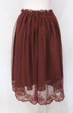 画像2: F&A / 裾刺繍チュールスカート  ワイン O-25-07-28-024-LO-SK-IG-ZT221 (2)