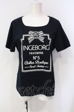 画像1: INGEBORG / リボンカメリアTシャツ L ネイビー O-25-07-29-001-LO-TO-OW-OS