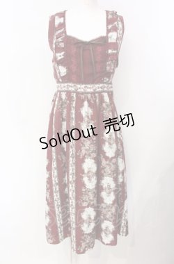 画像1: axes femme / 薔薇ストライプロングワンピース M ワイン O-25-07-29-045-AX-OP-IG-OS