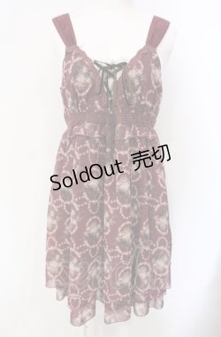 画像1: axes femme / ローズリースシフォンワンピース  ワイン O-25-07-29-048-AX-OP-IG-OS