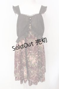 axes femme / 花柄切替ワンピース  ワイン O-25-07-29-049-AX-OP-IG-OS