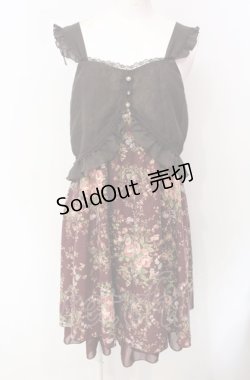 画像1: axes femme / 花柄切替ワンピース  ワイン O-25-07-29-049-AX-OP-IG-OS