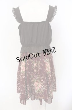 画像2: axes femme / 花柄切替ワンピース  ワイン O-25-07-29-049-AX-OP-IG-OS