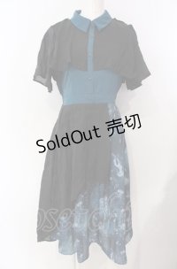 axes femme POETIQUE / ダークマリンバイカラーワンピース  グリーン×ブラック O-25-07-29-052-AX-OP-IG-OS