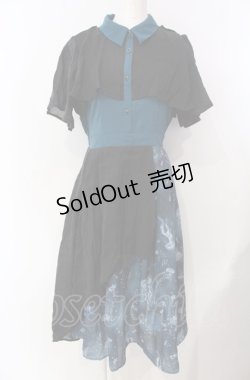 画像1: axes femme POETIQUE / ダークマリンバイカラーワンピース  グリーン×ブラック O-25-07-29-052-AX-OP-IG-OS