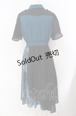 画像3: axes femme POETIQUE / ダークマリンバイカラーワンピース  グリーン×ブラック O-25-07-29-052-AX-OP-IG-OS