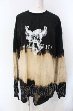 画像1: Gamchu / ボクのヒーローエリートモード 抜染加工ロンT  ブラック×ベージュ O-25-07-29-056-PU-TO-IG-OS