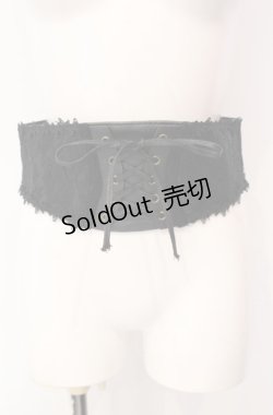 画像1: MR / レースアップコルセットゴムベルト  クロ O-25-07-29-057-GO-ZA-IG-OS