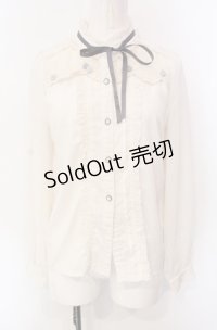 axes femme POETIQUE / 巻き薔薇デザインフリルブラウス  オフ O-25-07-29-059-AX-BL-IG-OS
