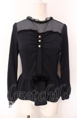 axes femme POETIQUE / ドットフロッキーチュール切替カットソー  ネイビー O-25-07-29-060-AX-TO-IG-OS