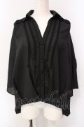 axes femme / シャドーストライプ開襟ブラウス  クロ O-25-07-29-065-AX-BL-IG-OS
