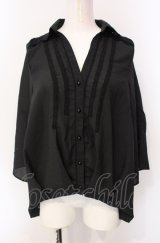 axes femme / シャドーストライプ開襟ブラウス  クロ O-25-07-29-065-AX-BL-IG-OS