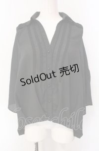 axes femme / シャドーストライプ開襟ブラウス  クロ O-25-07-29-065-AX-BL-IG-OS
