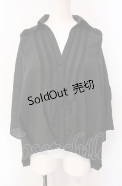 画像1: axes femme / シャドーストライプ開襟ブラウス  クロ O-25-07-29-065-AX-BL-IG-OS