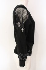 画像2: axes femme / ショルダーレースオフショルニット  クロ O-25-07-29-069-AX-TO-IG-ZT599 (2)