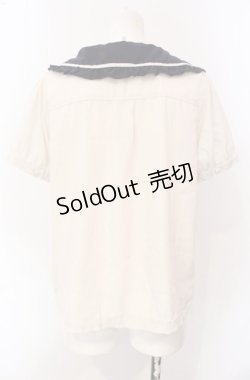 画像2: axes femme POETIQUE / 襟刺繍ピンタックブラウス  アイボリー×ネイビー O-25-07-29-071-AX-BL-IG-OS