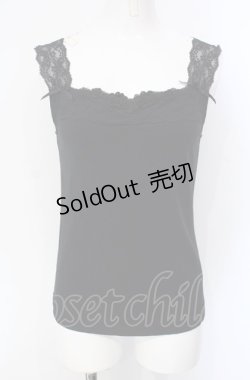 画像1: INGEBORG / モチーフレース使いタンクトップ 9号 クロ O-25-07-29-010-LO-TO-OW-OS
