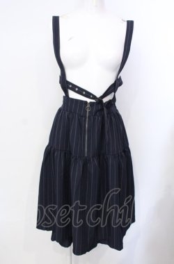 画像1: axes femme POETIQUE / ハーネスデザインサス付スカート M ネイビー O-25-07-29-078-AX-SK-IG-OS