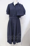 axes femme / トレンチプリーツシャツワンピース  フネイビー×クロ O-25-07-29-079-AX-OP-IG-OS