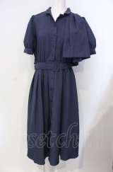axes femme / トレンチプリーツシャツワンピース  フネイビー×クロ O-25-07-29-079-AX-OP-IG-OS