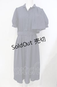 axes femme / トレンチプリーツシャツワンピース  フネイビー×クロ O-25-07-29-079-AX-OP-IG-OS