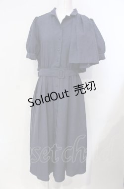 画像1: axes femme / トレンチプリーツシャツワンピース  フネイビー×クロ O-25-07-29-079-AX-OP-IG-OS