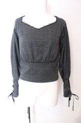 axes femme POETIQUE / レースアップカフストップス  グレー O-25-07-29-082-AX-TO-IG-OS