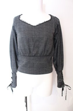 画像1: axes femme POETIQUE / レースアップカフストップス  グレー O-25-07-29-082-AX-TO-IG-OS