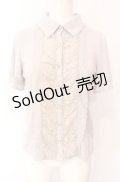 axes femme / レース配色ブラウス風Tシャツ  グレー O-25-07-29-084-AX-TO-IG-OS