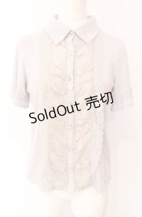 axes femme / レース配色ブラウス風Tシャツ  グレー O-25-07-29-084-AX-TO-IG-OS