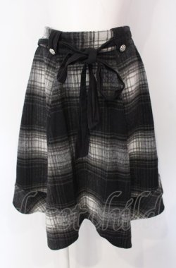 画像1: axes femme / シャギーチェックイレヘムスカート  クロ O-25-07-29-085-AX-SK-IG-OS