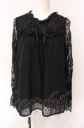 axes femme / ドットドビーシフォンブラウス  クロ O-25-07-29-089-AX-BL-IG-OS