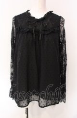 axes femme / ドットドビーシフォンブラウス  クロ O-25-07-29-089-AX-BL-IG-OS