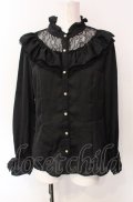 axes femme / ヴィンテージサテンフリルブラウス M クロ O-25-07-29-095-AX-BL-IG-OS