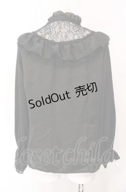 画像3: axes femme / ヴィンテージサテンフリルブラウス M クロ O-25-07-29-095-AX-BL-IG-OS