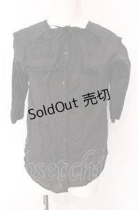 axes femme / セーラーカラーコットンブラウス  クロ O-25-07-29-096-AX-BL-IG-OS