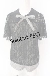 axes femme / ギンガムチェックレースプルオーバー  クロ O-25-07-29-100-AX-TO-IG-OS