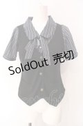 axes femme / ストライプブラウス風プルオーバー  クロ×ネイビー O-25-07-29-101-AX-TO-IG-OS