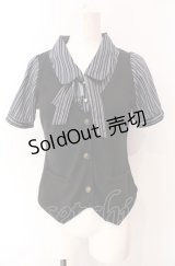 axes femme / ストライプブラウス風プルオーバー  クロ×ネイビー O-25-07-29-101-AX-TO-IG-OS