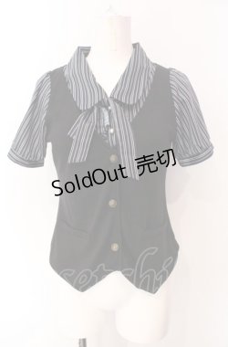 画像1: axes femme / ストライプブラウス風プルオーバー  クロ×ネイビー O-25-07-29-101-AX-TO-IG-OS