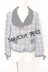 axes femme POETIQUE / ボリューム袖ジャケット  ブルー×クロ O-25-07-29-104-AX-JA-IG-OS