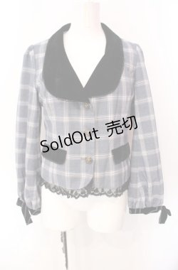 画像1: axes femme POETIQUE / ボリューム袖ジャケット  ブルー×クロ O-25-07-29-104-AX-JA-IG-OS