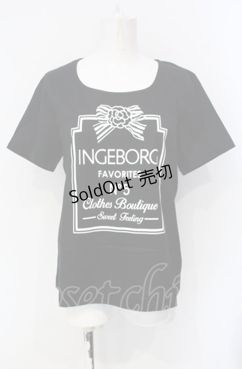 画像1: INGEBORG / リボンカメリアTシャツ 11号 クロ O-25-07-29-002-LO-TO-OW-ZT221 (1)