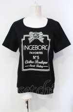 画像1: INGEBORG / リボンカメリアTシャツ 11号 クロ O-25-07-29-002-LO-TO-OW-ZT221 (1)