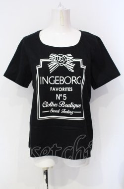 画像1: INGEBORG / リボンカメリアTシャツ 11号 クロ O-25-07-29-002-LO-TO-OW-OS
