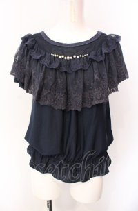 axes femme / ロマンティックレースプルオーバー  ネイビー O-25-07-29-107-AX-TO-IG-OS