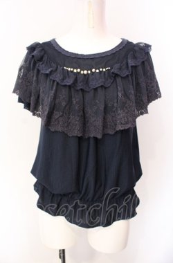 画像1: axes femme / ロマンティックレースプルオーバー  ネイビー O-25-07-29-107-AX-TO-IG-OS
